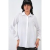 Kadın Oversize Basic Gömlek 20349 - Beyaz