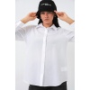 Kadın Oversize Basic Gömlek 20349 - Beyaz