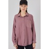 Kadın Tek Cepli Oversize Müslin Gömlek 20353 - Koyu Lila