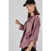 Kadın Tek Cepli Oversize Müslin Gömlek 20353 - Koyu Lila