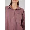 Kadın Tek Cepli Oversize Müslin Gömlek 20353 - Koyu Lila