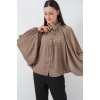 Kadın Yarasa Kol Oversize Gömlek 20368 - Sütlü Kahve