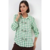 Kadın Desenli Oversize Viskon Gömlek 20371 - Yeşil