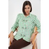 Kadın Desenli Oversize Viskon Gömlek 20371 - Yeşil