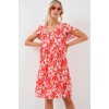 2352 V Yaka Kısa Elbise - Kırmızı