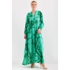 Kadın Koyu Yeşil Viskon Tesettür Elbise 2423