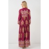 2423 Otantik Desenli Tesettür Elbise - Z.Bordo