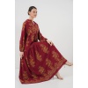 Bordo Gold Desenli Tesettür Elbise 2423