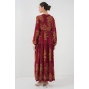 Bordo Gold Desenli Tesettür Elbise 2423