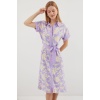 2455 Desenli Gömlek Elbise - Lila