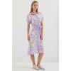2455 Desenli Gömlek Elbise - Lila
