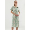 2455 Desenli Gömlek Elbise - Çağla