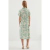 2455 Desenli Gömlek Elbise - Çağla