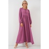 Kadın Balon Kol Uzun Tesettür Elbise 2464 - Gül Kurusu