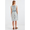 2501 Desenli Sıfır Kol Şifon Elbise - Mavi
