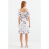 2508 Desenli Mini Kloş Elbise - Ekru