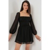 Kadın Mini Tül Elbise 2514 - Siyah