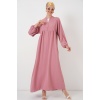 Kadın Uzun Tesettür Elbise 2525 - Gül Kurusu