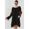 Nakışlı Midi Elbise 2531 - Siyah