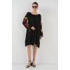 Nakışlı Midi Elbise 2531 - Siyah