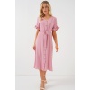 Kadın Kısa Kol Düğmeli Elbise 2555 - Pudra