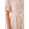 Kadın Kısa Kol Düğmeli Elbise 2555 - Krem