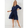 Kadın Düğmeli Kısa Kol Elbise 2559 - Lacivert