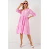 Kadın Düğmeli Kısa Kol Elbise 2559 - Pembe