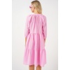 Kadın Düğmeli Kısa Kol Elbise 2559 - Pembe