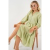 Kadın Düğmeli Kısa Kol Elbise 2559 - E.Yeşil