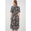 Kadın Kısa Kol Desenli Elbise 2560 - Lacivert