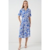 Kadın Kısa Kol Desenli Elbise 2560 - Saks