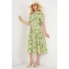 Kadın Kısa Kol Desenli Elbise 2560 - E.Yeşil