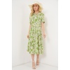 Kadın Kısa Kol Desenli Elbise 2560 - E.Yeşil
