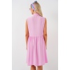 Kadın Sıfır Kol Midi Elbise 2563 - Pembe