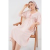 2570 Kadın Beli Büzgülü V Yaka Elbise - Pudra