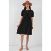 Kadın Bağcıklı Midi Elbise 2575 - Siyah