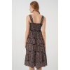 Kadın Desenli Askılı Midi Elbise 2577 - Siyah