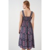 Kadın Desenli Askılı Midi Elbise 2577 - Lacivert