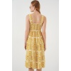 Kadın Desenli Askılı Midi Elbise 2577 - Sarı