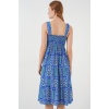 Kadın Desenli Askılı Midi Elbise 2577 - Saks