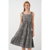 Kadın Desenli Askılı Midi Elbise 2577 - Antrasit