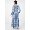 Kadın Desenli Uzun Tesettür Elbise 2585 - A.Mavi