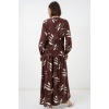 Kadın Desenli Uzun Tesettür Elbise 2585 - F.KAHVE