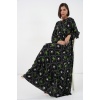 Kadın Desenli Tesettür Elbise 2594 - Siyah