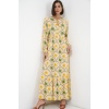 Kadın Desenli Tesettür Elbise 2594 - Sarı