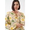Kadın Desenli Tesettür Elbise 2594 - Sarı