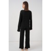 Kadın Örme Bluz Pantolon İkili Takım 30052 - Siyah