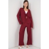 Kadın Örme Bluz Pantolon İkili Takım 30052 - Bordo