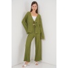 Kadın Örme Bluz Pantolon İkili Takım 30052 - E.Yeşil